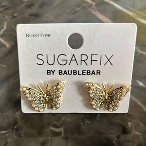 Sugarfix Gold Butterfly Earrings with Sparkling Accents